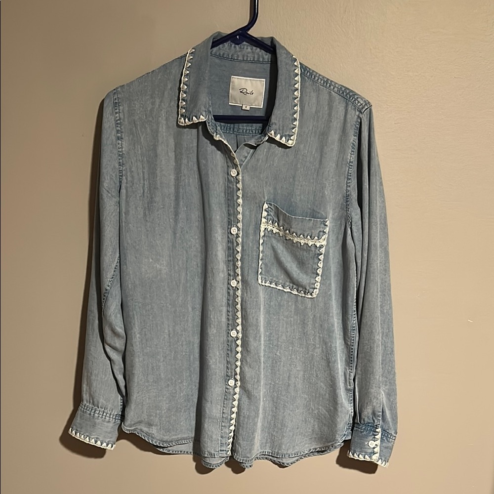 Rails Light Blue Denim Shirt with Cream Detailing